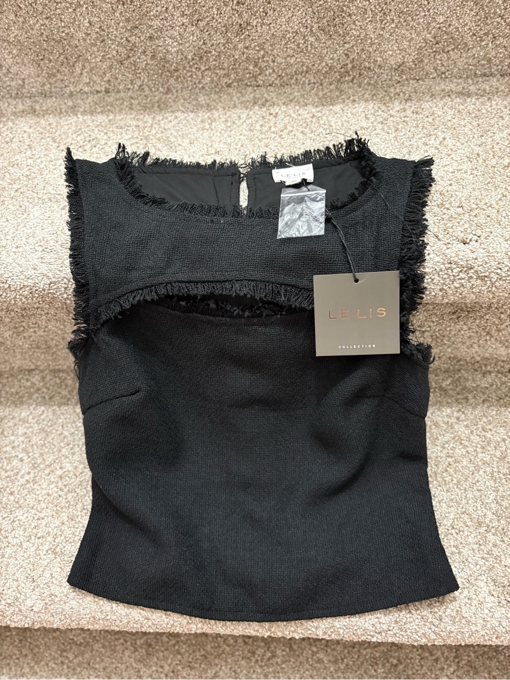 Le Lis Black Fringe Detail Sleeveless Top
